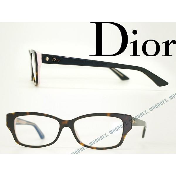 Christian Dior メガネフレーム ブランド MONTAIGNE10-GAL 鼈甲柄ブラウン×ライトピンク