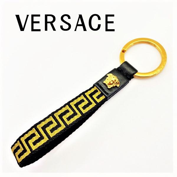 VERSACE ヴェルサーチェ ベルサーチ ブランド キーホルダー グレカ キー チェーン ブラック×ゴールド DPM8442-DNAS3V-2B15V｜woodnet