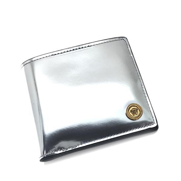 VERSACE ヴェルサーチェ ベルサーチ 財布 二つ折り レザー シルバー VERSACE ヴェルサーチェ ベルサーチ 財布 二つ折り レザー シルバー