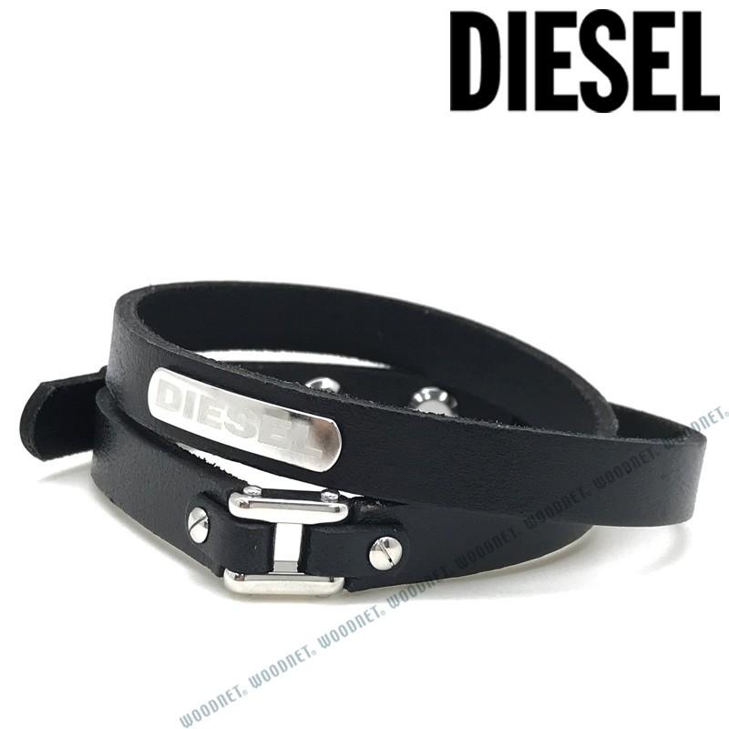 DIESEL ディーゼル ブラック レザー 2重巻きブレスレット DIESEL ディーゼル ブラック レザー 2重巻きブレスレット