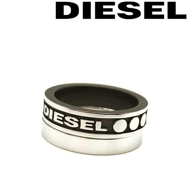 DIESEL（ディーゼル） シルバー×ブラック 2連リング・指輪 DX1170040
