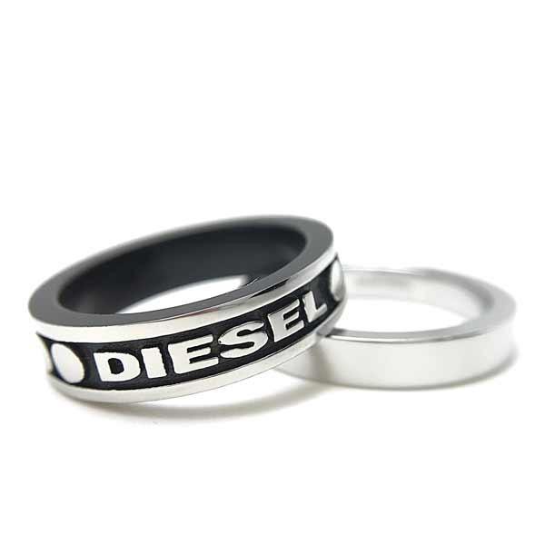 【DIESEL】 シルバーリング(2個) 専用ボックス付き DIESEL（ディーゼル） リング メンズ 2連リング アクセサリー ロゴ