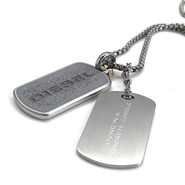 DIESEL（ディーゼル） ダブルプレート クラッシュ加工 マットシルバー