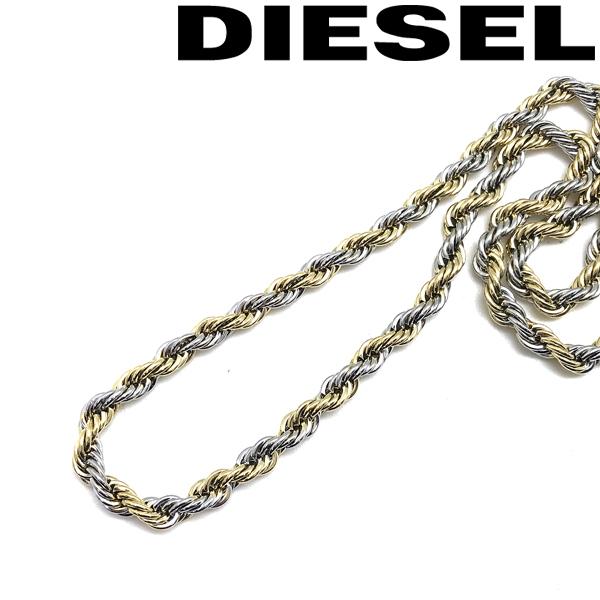DIESEL ロゴプレート ネックレス シルバー ゴールド DIESEL（ディーゼル） ネックレス ブランド シルバー×ゴールド