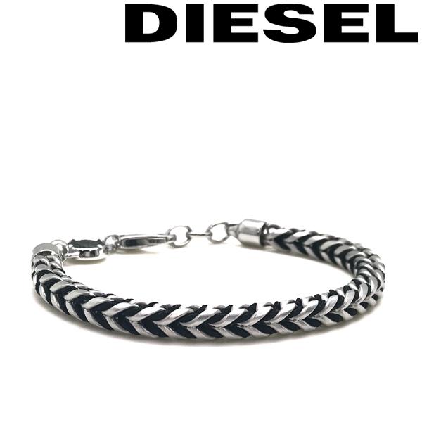 美品　DIESEL ブレスレット シルバー ブラック DIESEL（ディーゼル） ブレスレット ブランド マットシルバー×ブラック