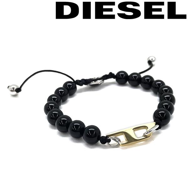 DIESEL（ディーゼル） ブレスレット ブランド ブラック×ゴールド Dロゴ