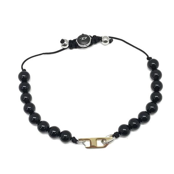 DIESEL（ディーゼル） ブレスレット ブランド ブラック×ゴールド Dロゴ