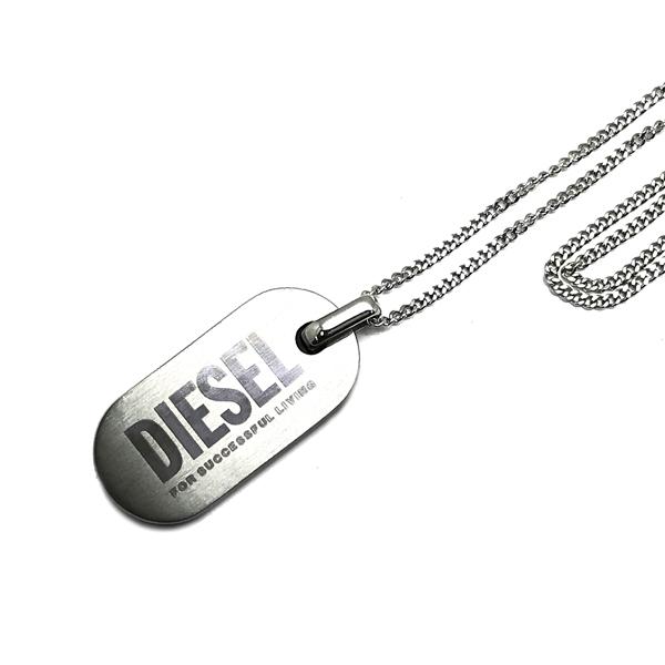 DIESEL ディーゼル ネックレス ブランド マットシルバー×ブラック ロゴプレート DX1348040｜woodnet｜02