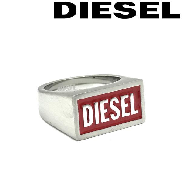 DIESEL（ディーゼル） マットシルバー×レッド リング・指輪 DX1366040