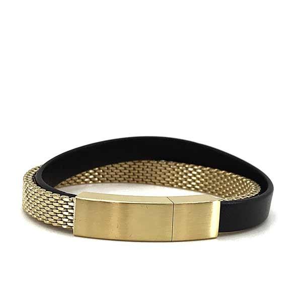 EMPORIO ARMANI ブレスレット ブランド ゴールド×ブラック 2連 