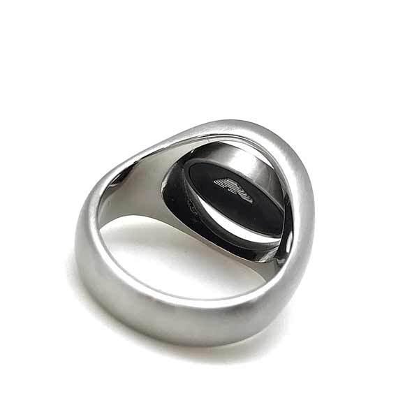 エンポリオ アルマーニ ロゴトップ リング　銀製　シルバー925　ブラック EMPORIO ARMANI 【在庫処分特価】EMPORIO エンポリオアルマーニ