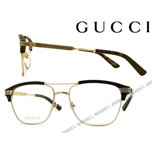 GUCCI（グッチ） メガネフレーム ブランド ブラック×ゴールド 眼鏡 GUC