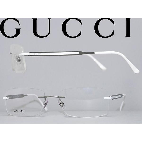 美品　GUCCI グッチ メガネフレーム チタン シルバー GG柄 GG9649 GUCCI グッチ メガネフレーム ブランド 縁無し フチなし 1949-SZ9