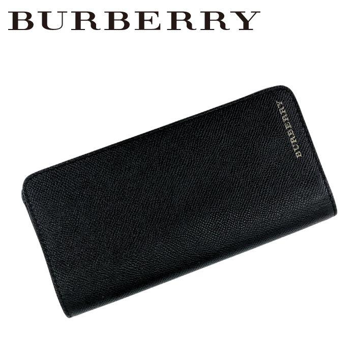 ⭐️未使用級⭐️BURBERRY バーバリー レザー 二つ折り長財布 ブラック　黒 BURBERRY 【中古】BURBERRY バーバリー メンズ 二つ折り 長財布