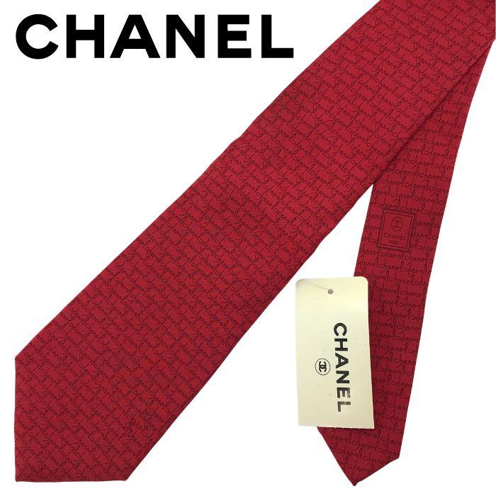 シャネル ネクタイ メンズ - レッド CHANEL（シャネル） 【中古】CHANEL ネクタイ【ほぼ新品】9.5cm レッド