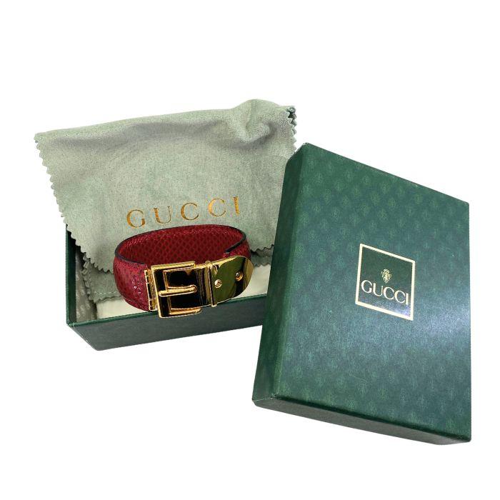 超美品 GUCCI グッチ リザード バングル ゴールド金具 イエロー 超美品