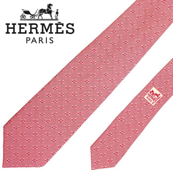 HERMES（エルメス） 【中古】HERMES ネクタイ【ほぼ新品】9cm レッド