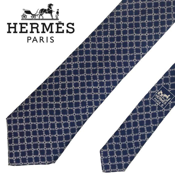 HERMES（エルメス） 【中古】HERMES ネクタイ【ほぼ新品】9cm ネイビー