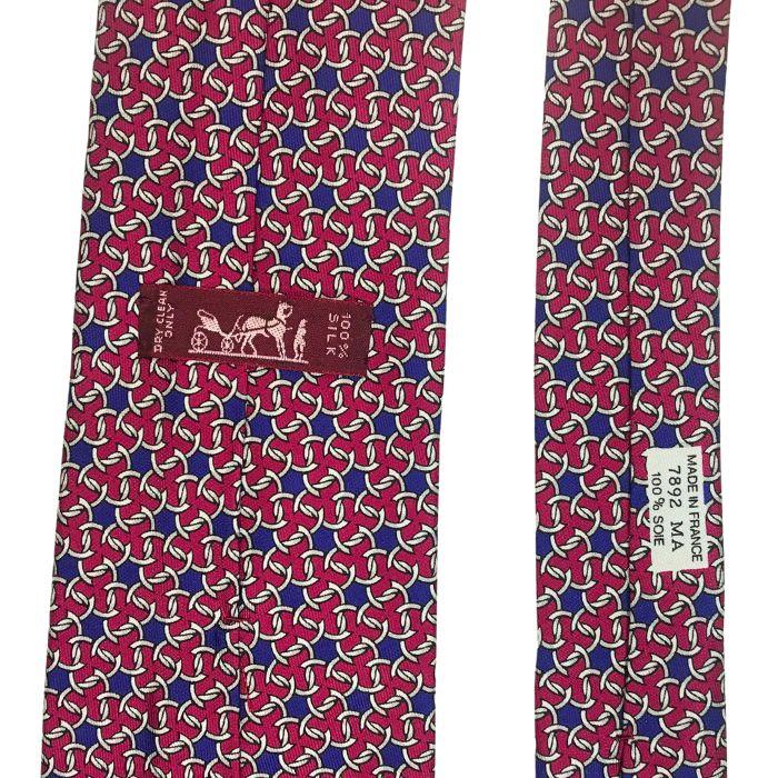 【中古】HERMES エルメス ネクタイ【非常に良い】9cm ダークレッド×ブルー シルク ブランド r-he-t-e10362963