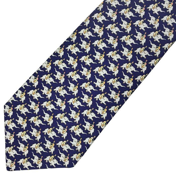 HERMES（エルメス） 【中古】HERMES ネクタイ【ほぼ新品】9cm ネイビー