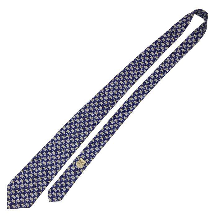 HERMES（エルメス） 【中古】HERMES ネクタイ【ほぼ新品】9cm ネイビー