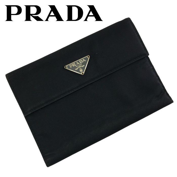 プラダ ナイロン 三つ折り コンパクト ウォレット 三角プレート PRADA - プラダ 財布 リボン トライアングル 三つ折り財布 ナイロン