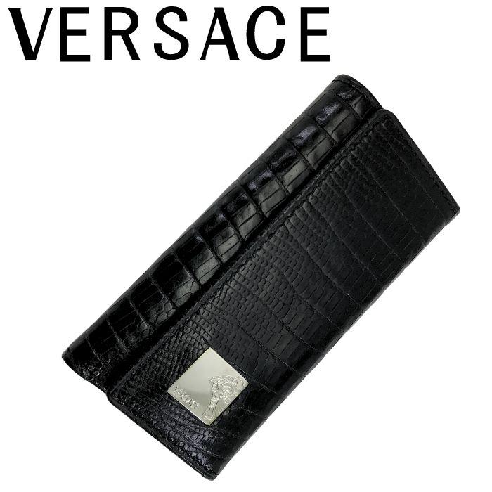 【極美品 保存袋付】ジャンニヴェルサーチ　メデューサ　キーケース　6連　ブラック VERSACE（ヴェルサーチェ） 【中古】GIANNI VERSACE ジャンニ