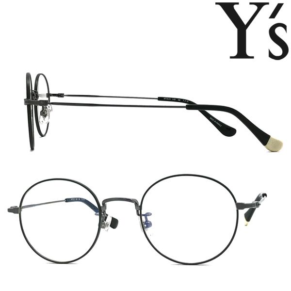 ブラックラウンドフレームメガネ Y's ワイズ メガネフレーム ブランド グレー×カーキ 眼鏡 YS-81-0008