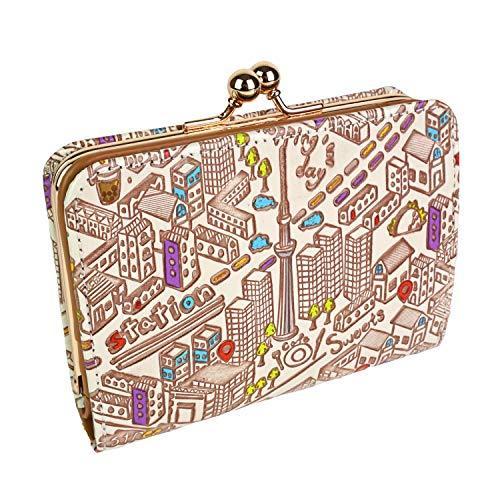 新着商品 友禅文庫 二つ折り財布 がま口 口金 レディース 国産 小銭入れあり 手染め カジュアル ポップ マップ 地図 婦 配送員設置送料無料 Smmacademy Ru