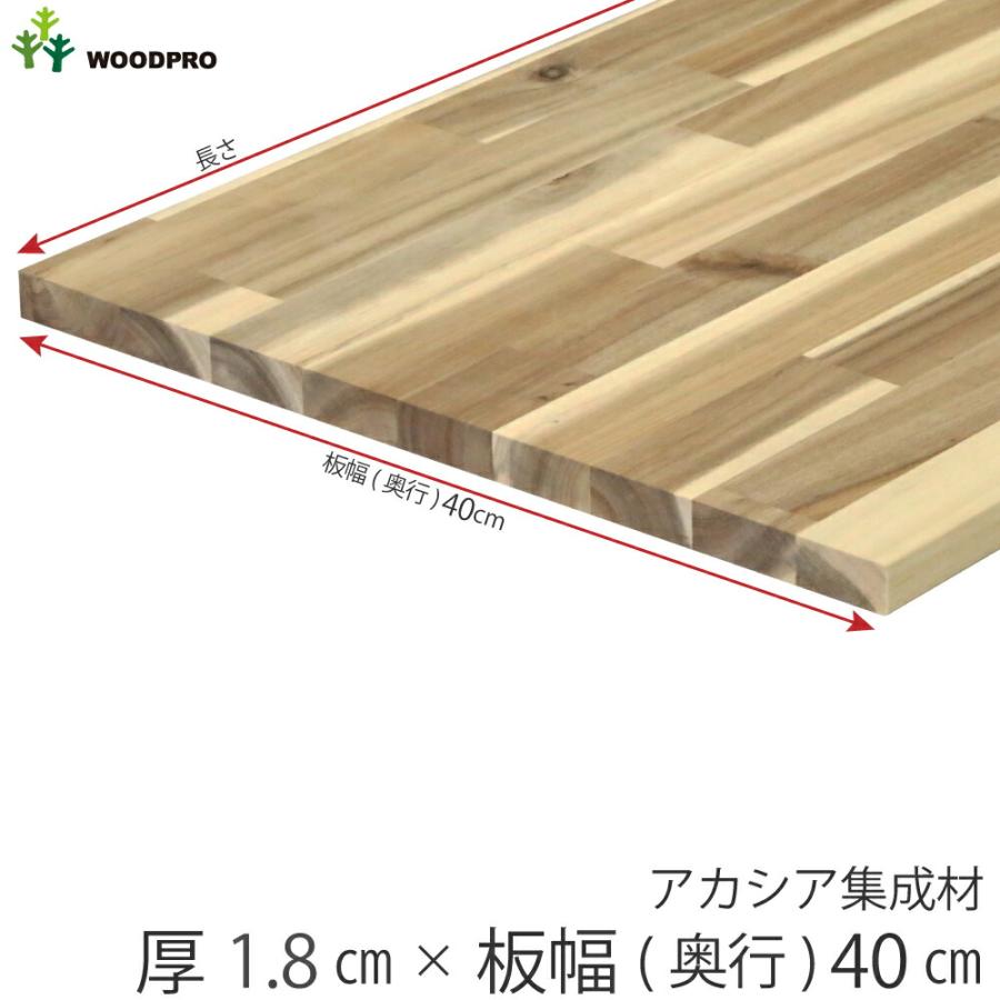 棚板 厚み1.8cm 奥行40cm 長さ110cm アカシア集成材 厚18mm×板