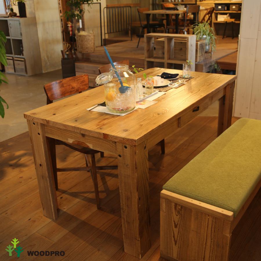 OLD ASHIBA(足場板古材)Aタイプ テーブル 引出し(両面) 幅1500×奥行