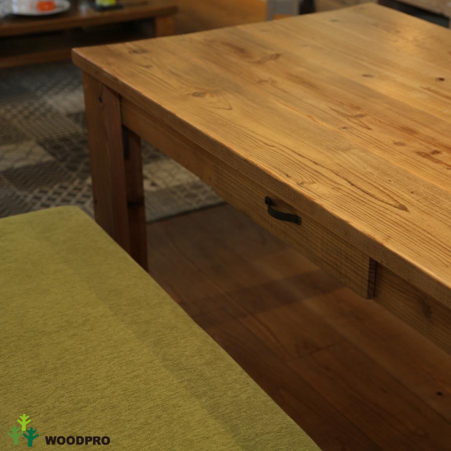 OLD ASHIBA(足場板古材)Ａタイプ テーブル 引出し(両面) 幅1500×奥行800×高さ710mm(高さ300-750mmで指定可)塗装仕上げ