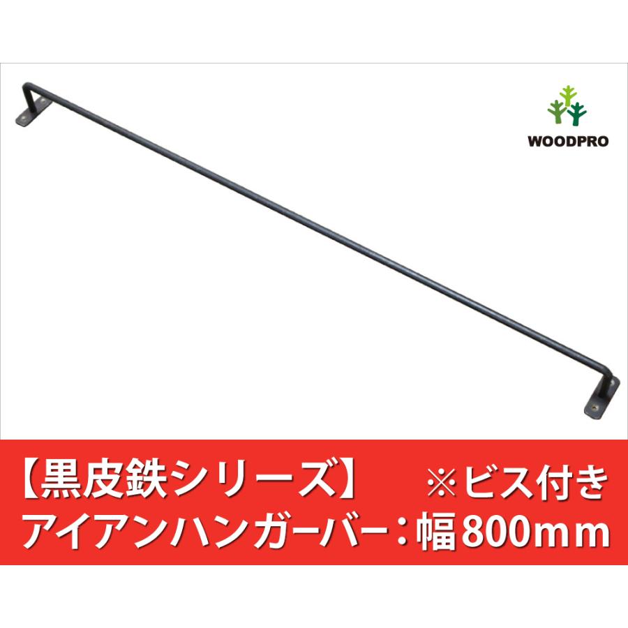 黒皮鉄シリーズ」アイアンハンガーバー（ワックス仕上げ） 幅
