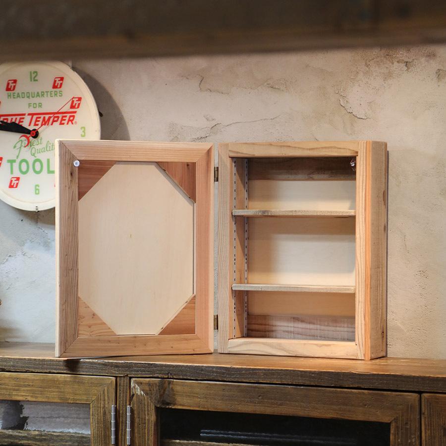 OLD ASHIBA（足場板古材）ミラーキャビネット Mサイズ 無塗装 幅