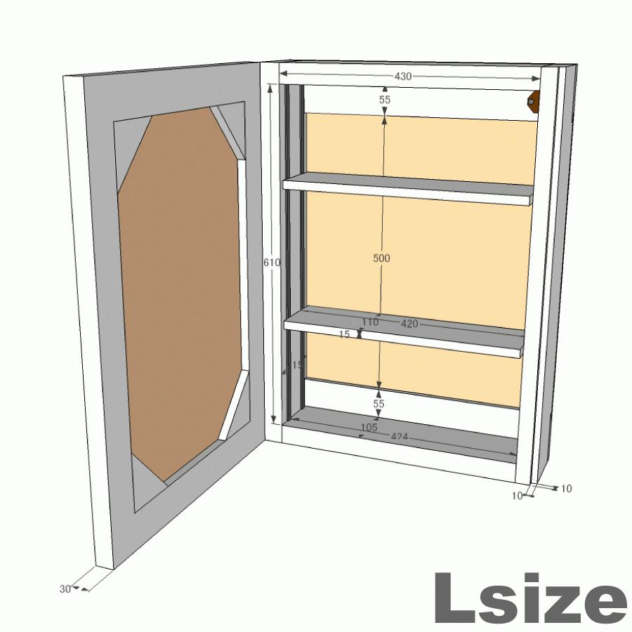 OLD ASHIBA（足場板古材）ミラーキャビネット　Ｌサイズ　無塗装 幅500ｍｍ×高さ680ｍｍ×奥行150ｍｍ　「受注生産」｜woodpro｜05