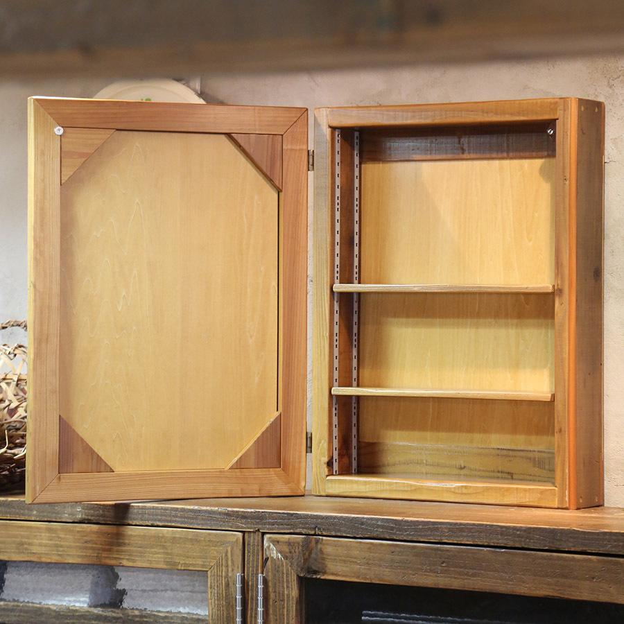 OLD ASHIBA（足場板古材）ミラーキャビネット Lサイズ 塗装仕上げ 幅