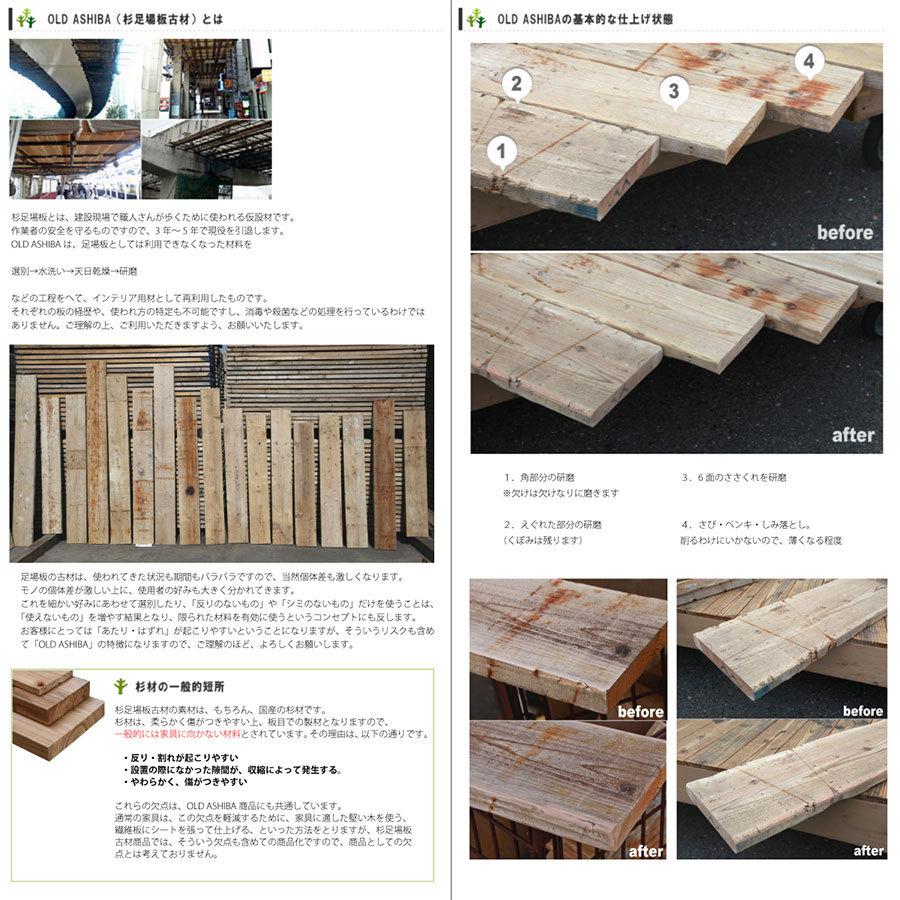 足場板 古材 サンディング仕上 長さ900mm OLD ASHIBA フリー板 手
