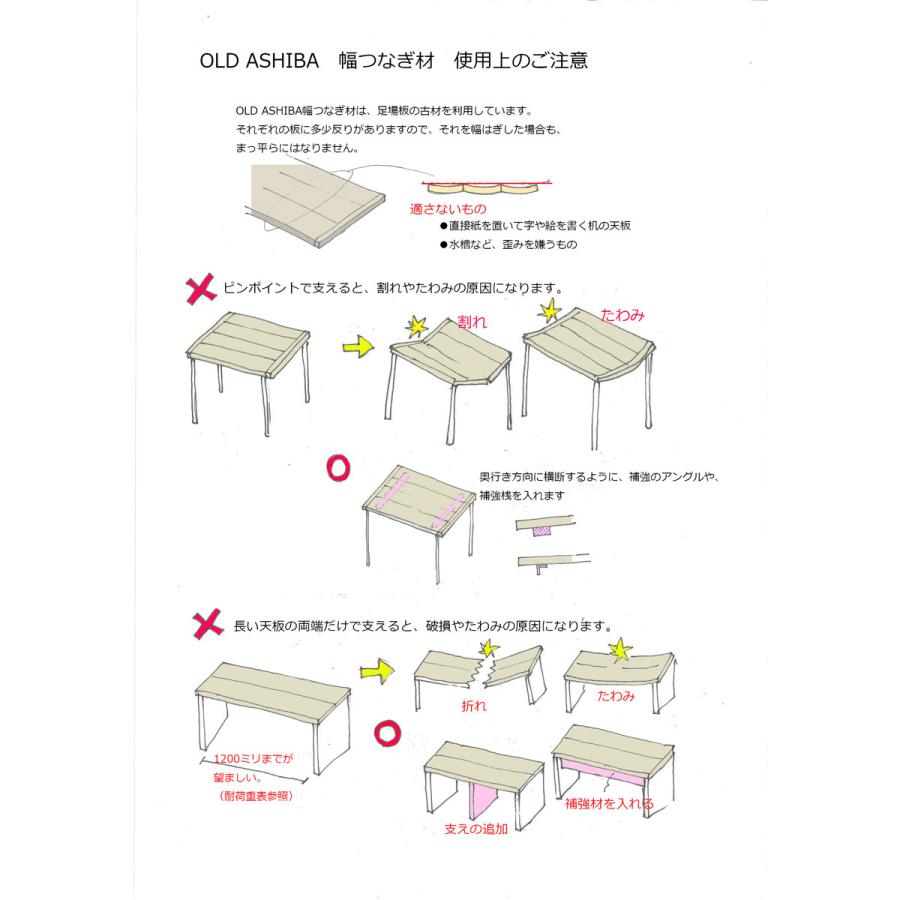 足場板 古材 幅90cm 長さ120cm OLD ASHIBA 天板 （幅はぎ材/5枚