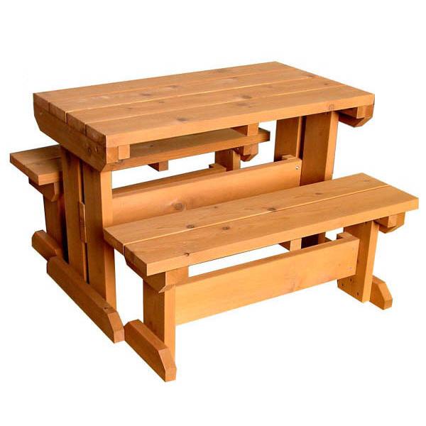 屋外用テーブルベンチセット◇国産杉 （テーブルサイズ：幅1300mm