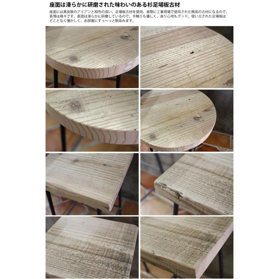 OLD ASHIBA（足場板古材）アイアンスツール 角座200mmタイプ 高さ