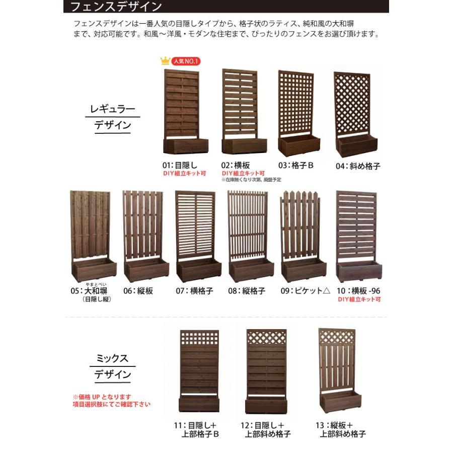 規格型プランター付きフェンス用【フェンス単体】（目隠しや格子、大和