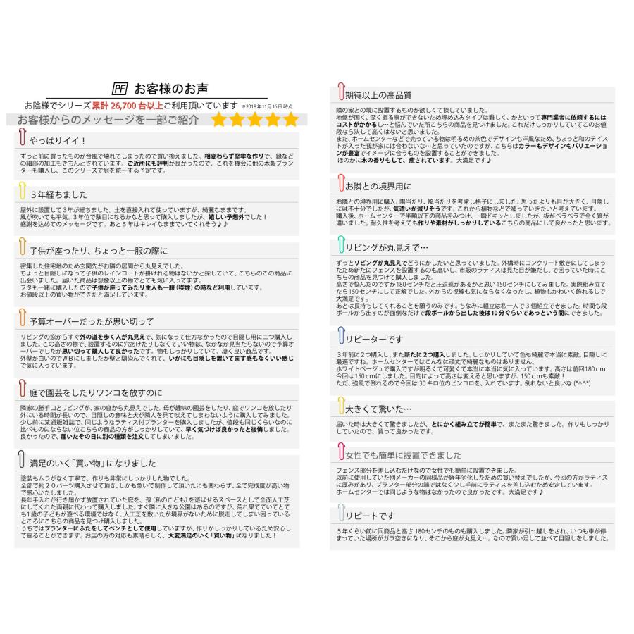 規格型プランター付きフェンス用【フェンス単体】（目隠しや格子、大和塀など全12種から）高さ1500ｍｍ×幅880ｍｍ用_13