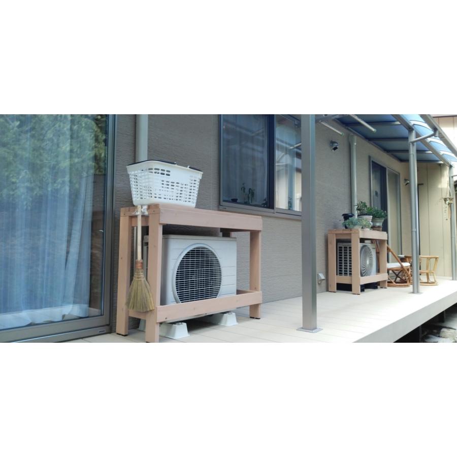 〇棚付き木製室外機カバー　ホワイト　フラワースタンド WOODPRO プランター台/花台棚板セット1段（室外機カバー対応