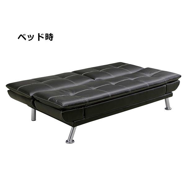 ソファーベッド ソファー カウチソファ ブラック セミダブル 3人掛け