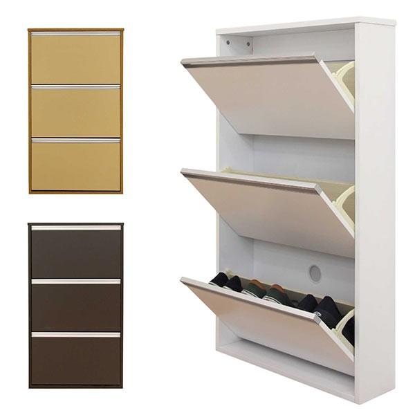 下駄箱 薄型 シューズボックス スリム コンパクト フラップ扉 靴箱 幅65 奥行17 薄い 完成品