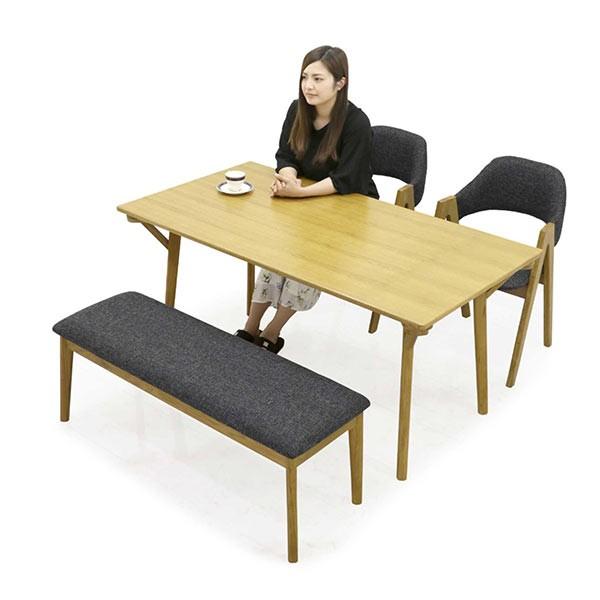 ダイニングテーブルセット 4人 4点 ベンチ オーク材 無垢 天然木 幅150 北欧風