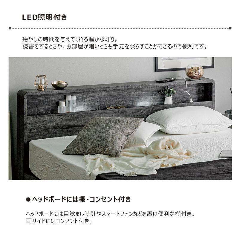 ベッドフレーム ベッド クイーン 北欧 おしゃれ コンセント付き 高さ