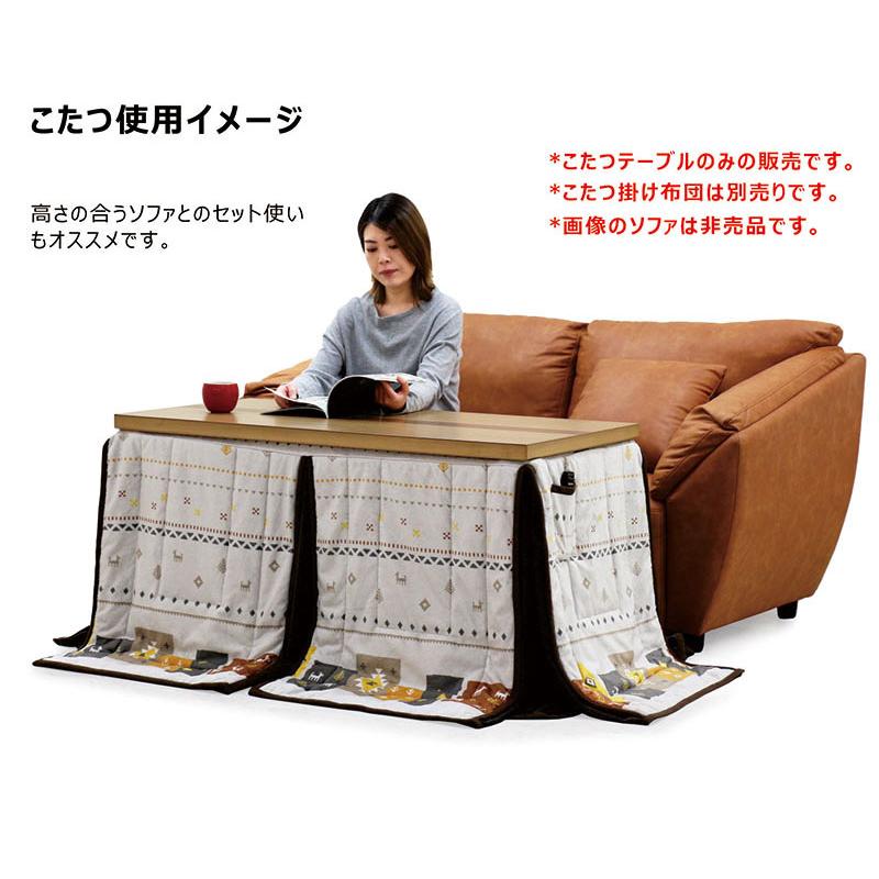 ハイタイプこたつ ロータイプ コタツテーブルのみ 幅120×60cm 栓