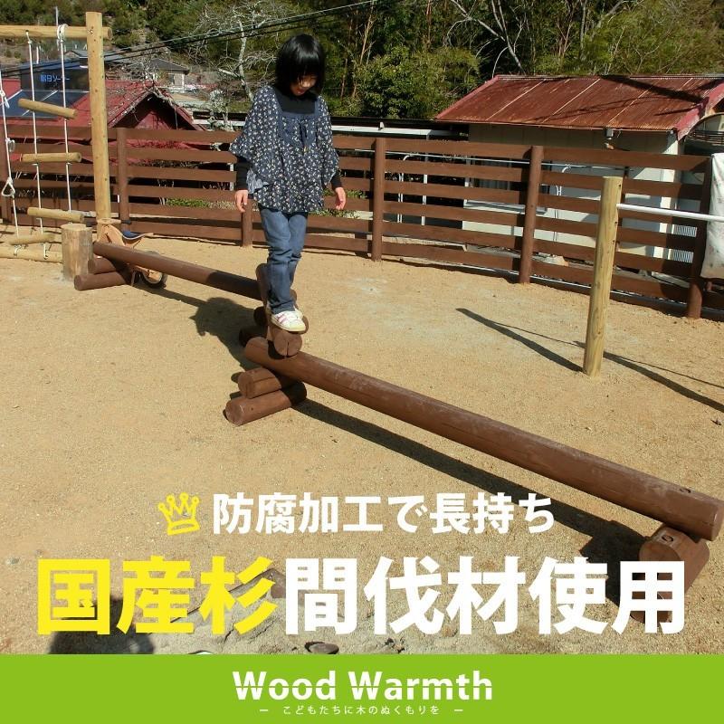 木製平均台(1連) [無塗装] 防腐加工品 木製 屋外 遊具 丸太 国産 杉