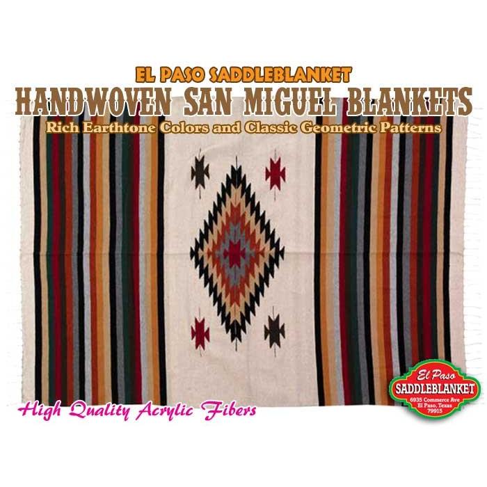 エルパソ サドルブランケット El Paso SADDLEBLANKET サンミゲルブランケット 150cm×210cm ネイティブ柄 ラグ メキシカン ファルサ｜woodwayfurniture｜04